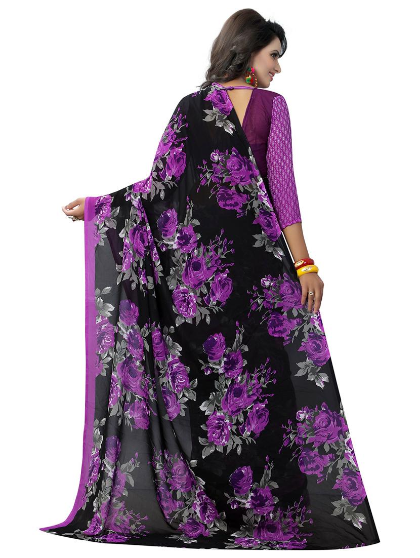 purple georgette printed saree - 19568518 - Standard Image - 2