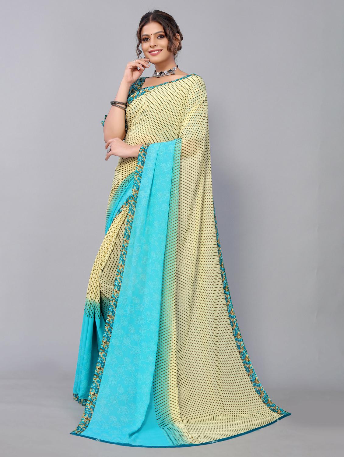 beige georgette printed saree with blouse - 19568654 - Standard Image - 2