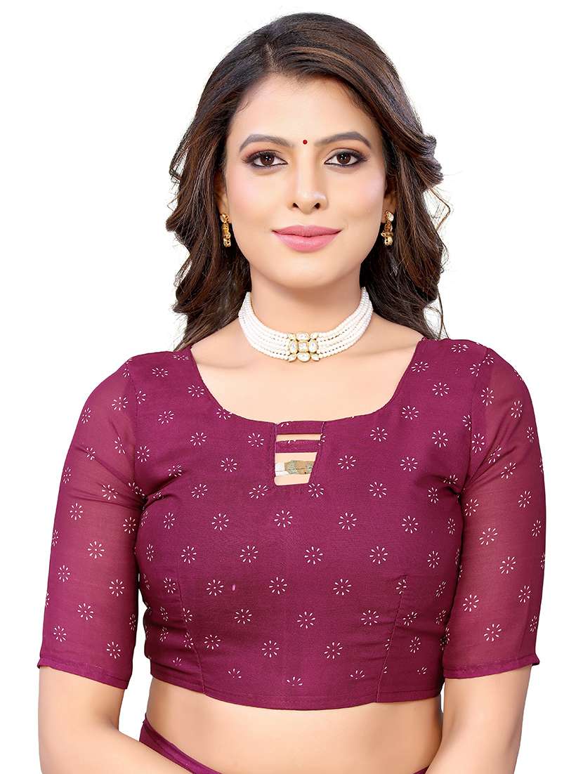 Purple Georgette Printed Saree With Blouse - 19568758 -  Standard Image - 2