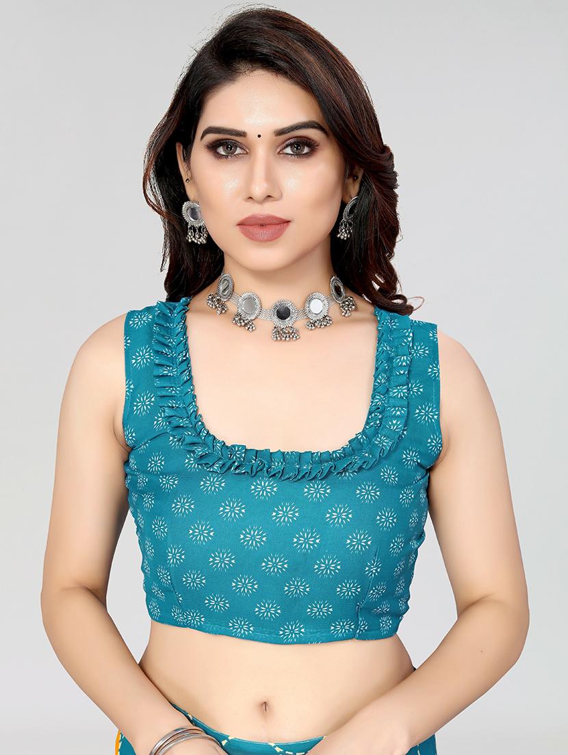 light blue georgette printed woven saree with blouse - 19568794 - Standard Image - 2