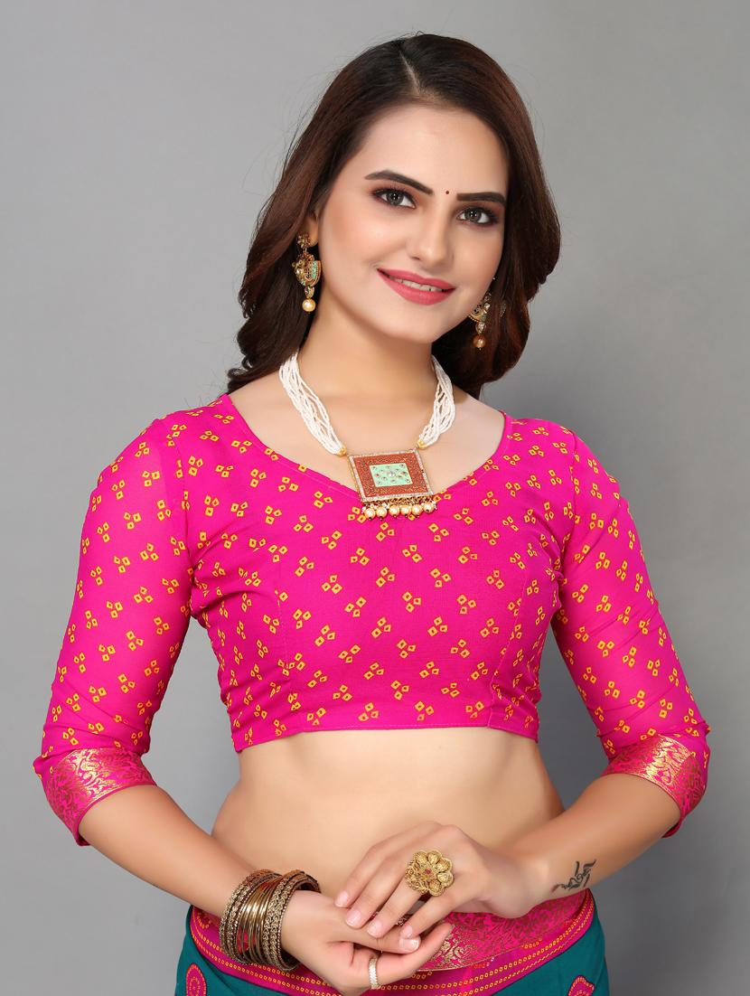 georgette bandhani saree with blouse - 19569486 - Standard Image - 2