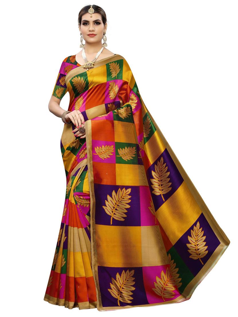 pack off 3 printed sarees with blouse - 19571293 - Standard Image - 2
