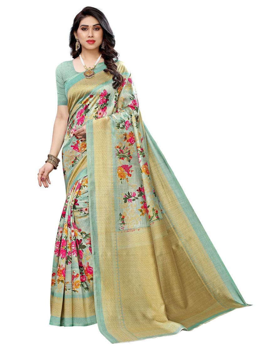 pack off 3 printed sarees with blouse - 19571311 - Standard Image - 2