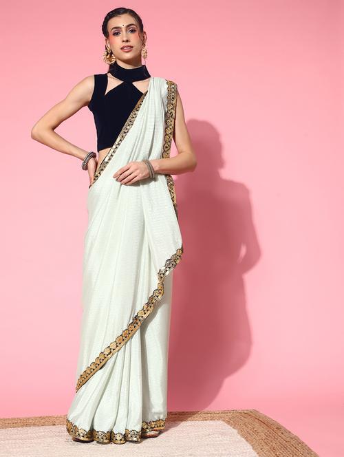 women's bordered royal blue colored saree with blouse - 19572724 -  Standard Image - 0