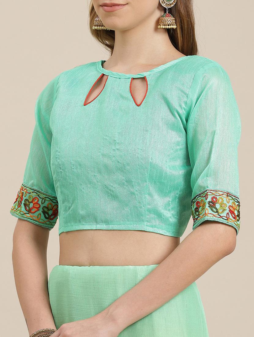 solid net saree with blouse - 19572732 - Standard Image - 2