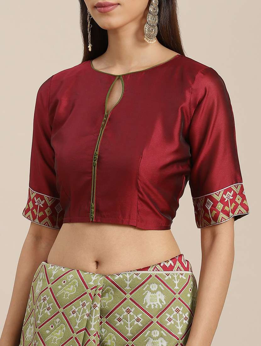 women's self design olive colored saree with blouse - 19572737 -  Standard Image - 2