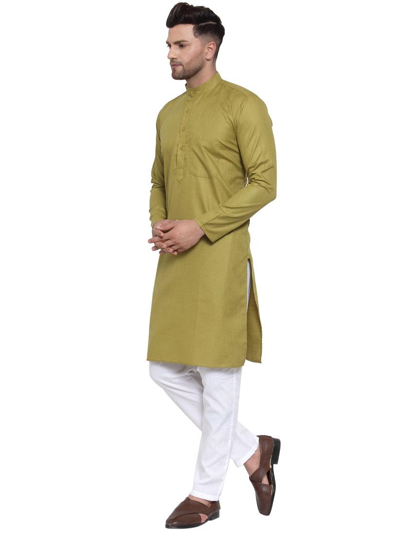 olive kurta pyjama ethnic wear set - 19578141 - Standard Image - 2