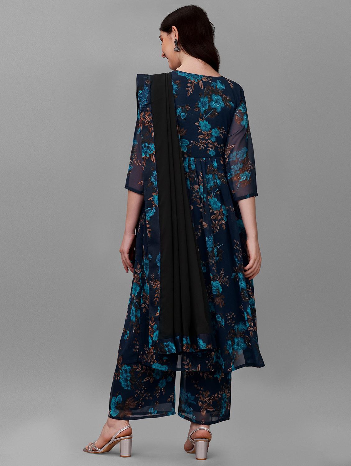floral printed kurta palazzo set with dupatta - 19578210 - Standard Image - 2