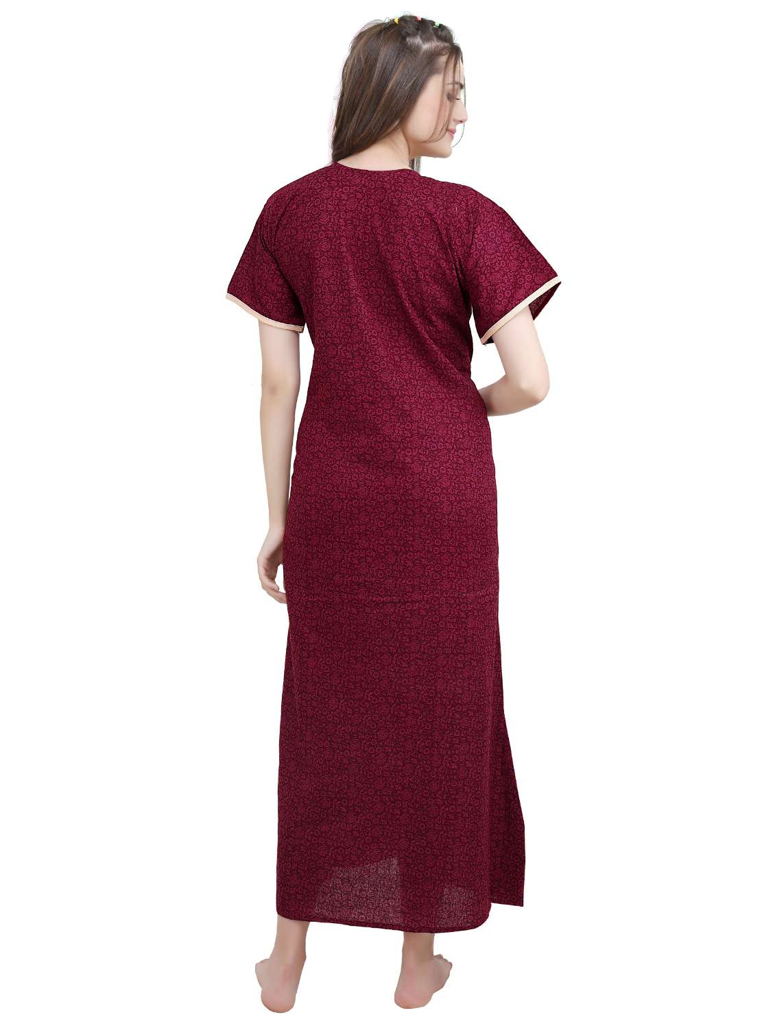 embroidered neck sleepshirts & nighty - 19578472 -  Standard Image - 2