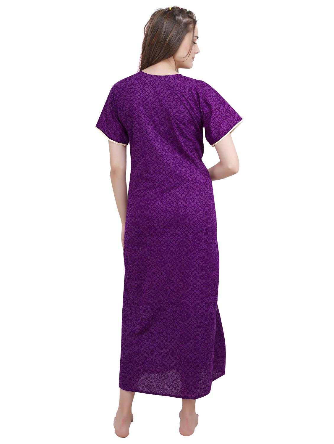 embroidered neck sleepshirts & nighty - 19578474 - Standard Image - 2