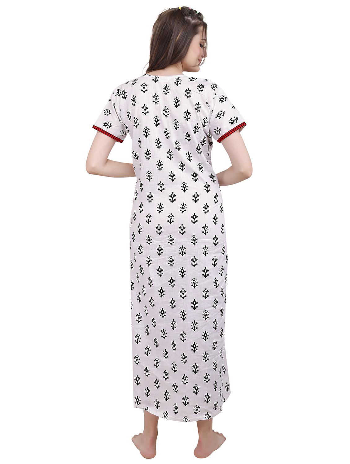 embroidered neck printed sleepshirts & nighty - 19578475 - Standard Image - 2