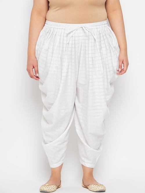 white rayon striped dhoti salwar - 19578507 - Standard Image - 0