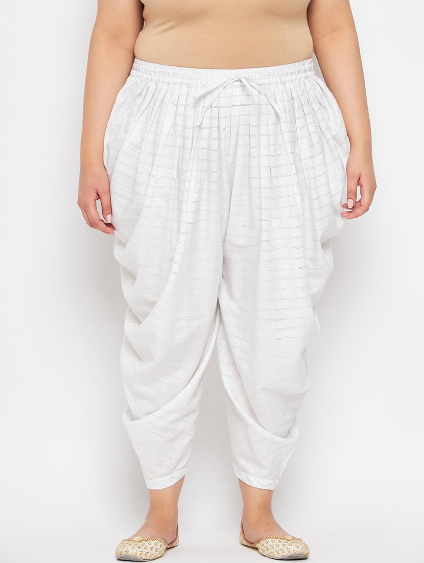 white rayon striped dhoti salwar - 19578507 - Zoom Image - 0