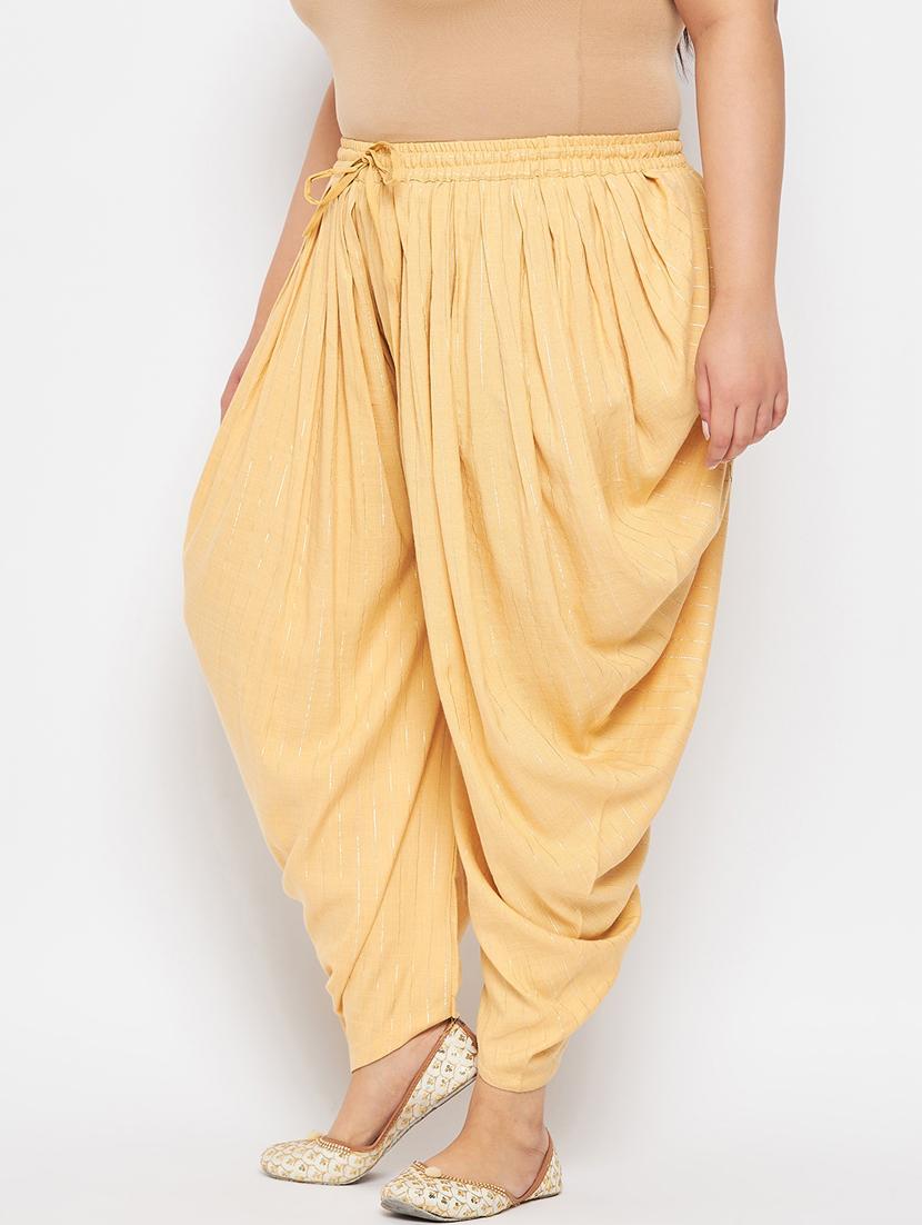 beige rayon striped dhoti salwar - 19578511 - Standard Image - 2
