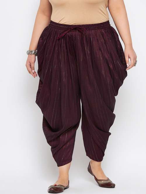 purple rayon striped dhoti salwar - 19578514 -  Standard Image - 0