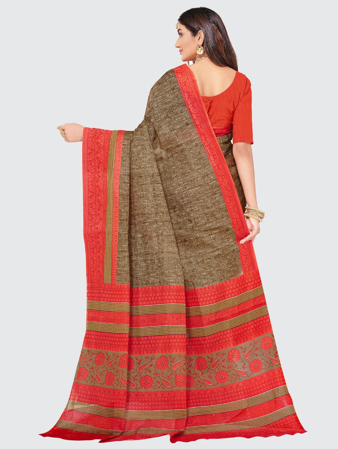 cotton printed saree with blouse - 19578524 - Standard Image - 2