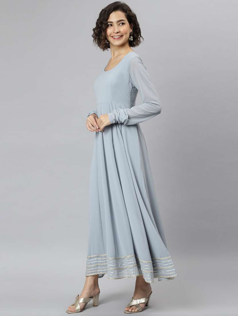 grey georgette kurta dupatta  set - 19578679 -  Standard Image - 2