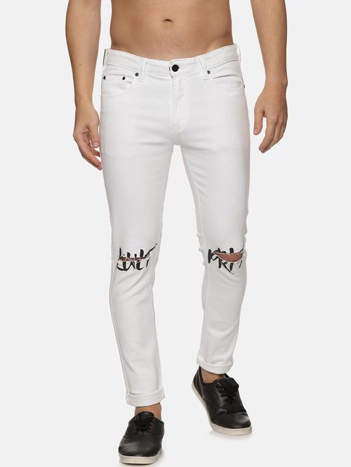 mens skinny fit slash knee jeans - 19579358 - Standard Image - 0