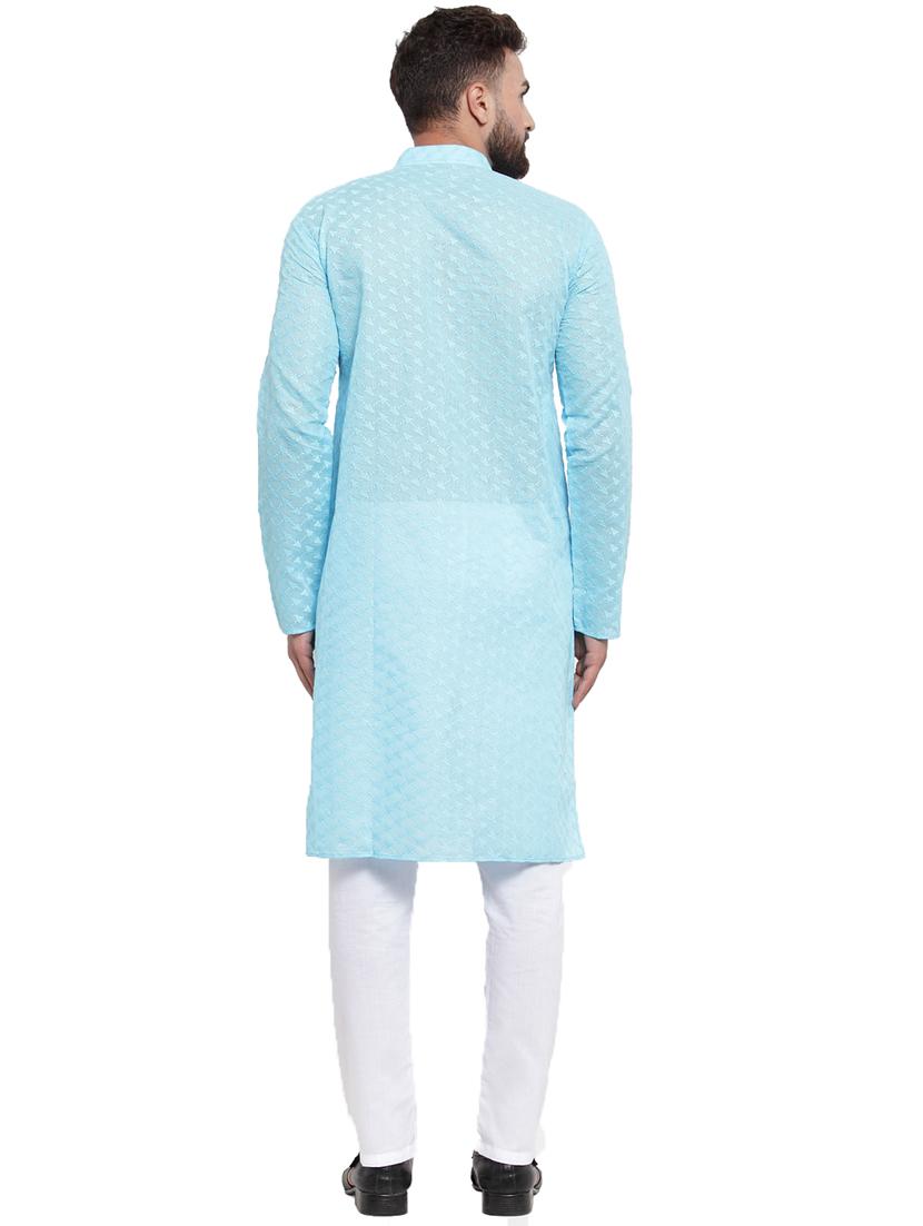 light blue kurta pyjama ethnic wear set - 19579373 - Standard Image - 2