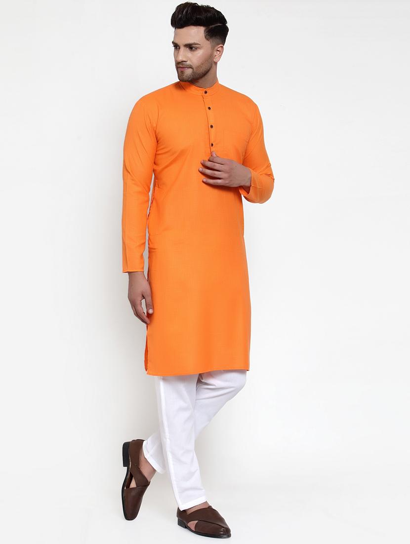 orange kurta pyjama ethnic wear set - 19579398 - Standard Image - 2