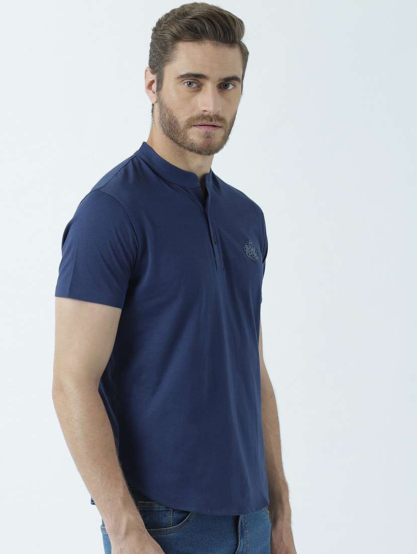 henley neck solid collared t-shirt - 19580430 -  Standard Image - 2