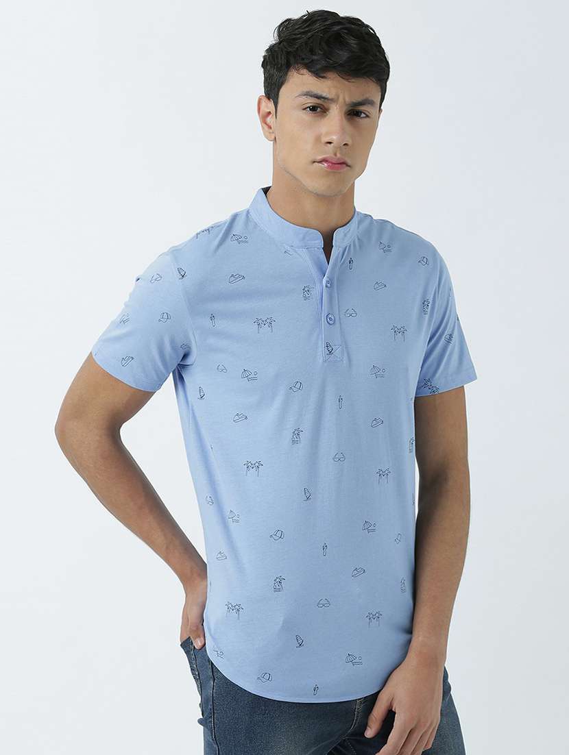 heniey neck printed regular t-shirt