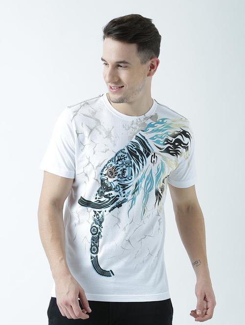men white regular fit front printed t-shirt - 19580585 - Standard Image - 0