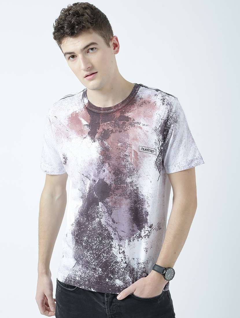 men front print short sleeve t-shirt