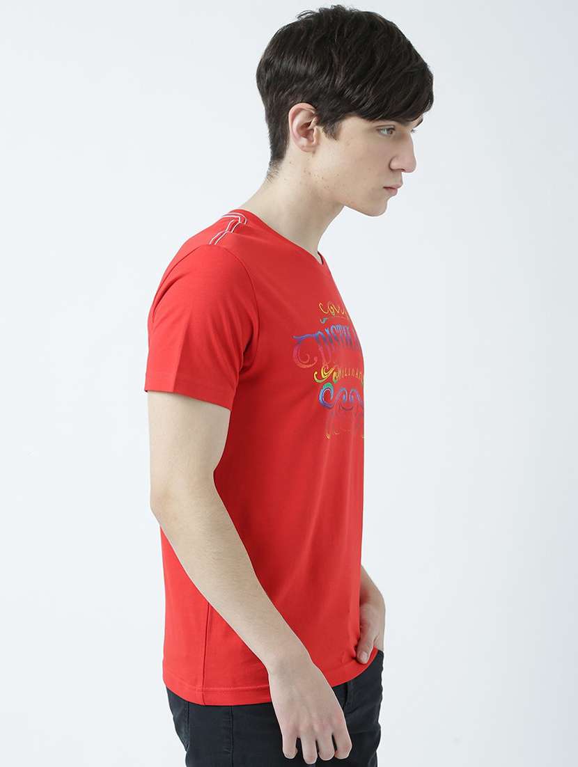 red printed cotton blend regular t-shirt - 19580775 - Standard Image - 2