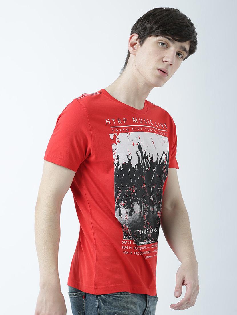 red printed cotton blend regular t-shirt - 19580785 - Standard Image - 2