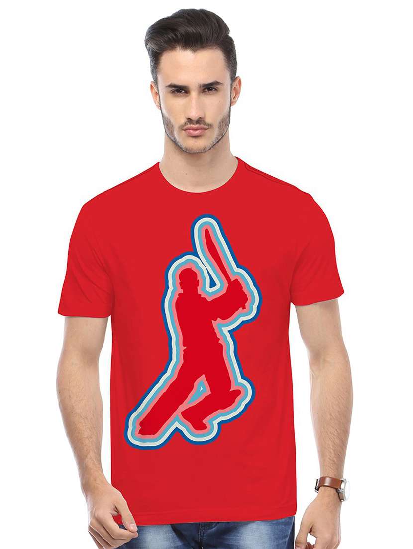 red printed cotton blend regular t-shirt - 19580799 -  Zoom Image - 0