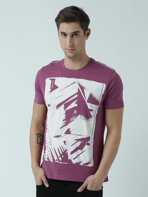 men purple slim fit graphic printed t-shirt - 19580805 - Standard Image - 0