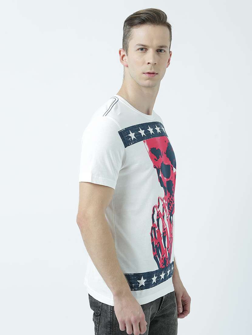 white printed cotton blend regular t-shirt - 19580814 -  Standard Image - 2