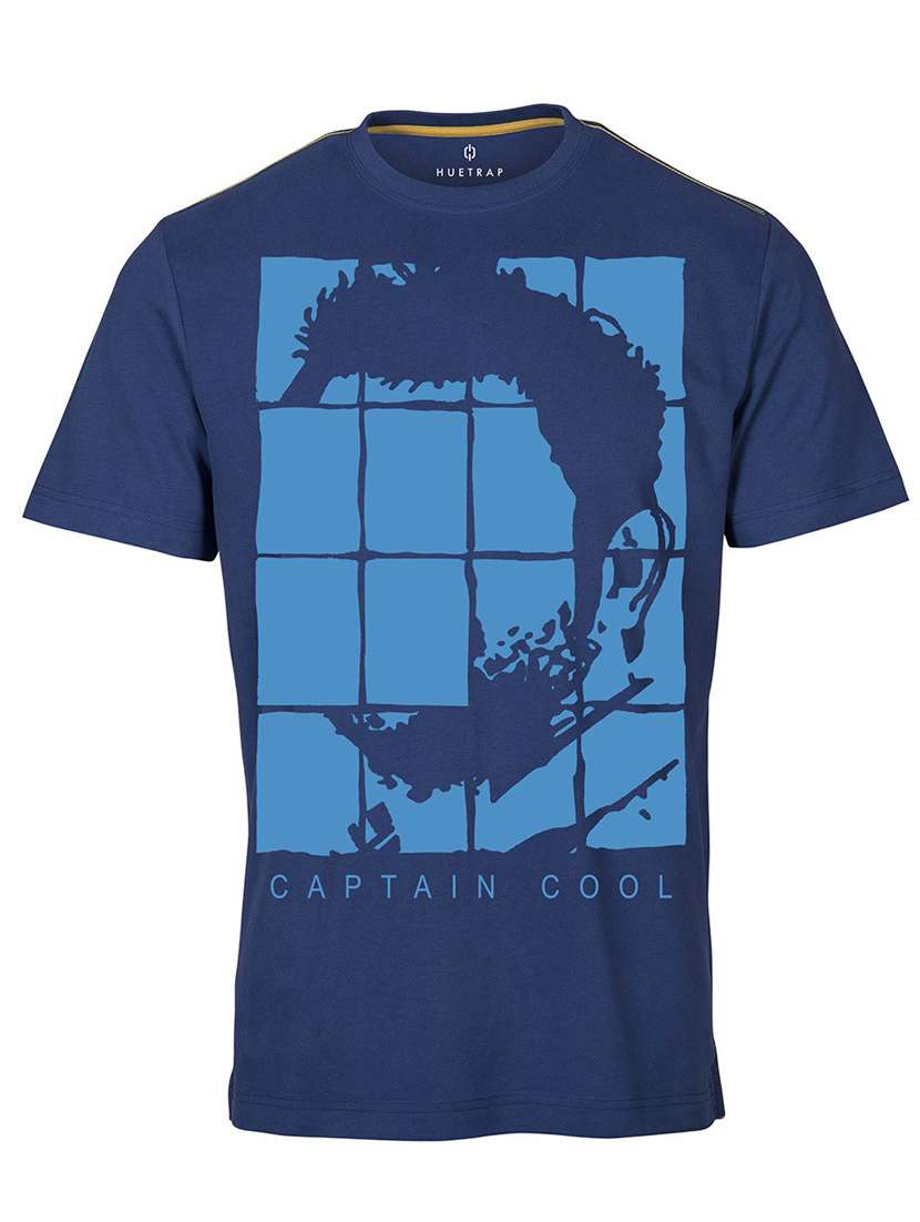 blue printed cotton blend regular t-shirt - 19580852 - Standard Image - 2