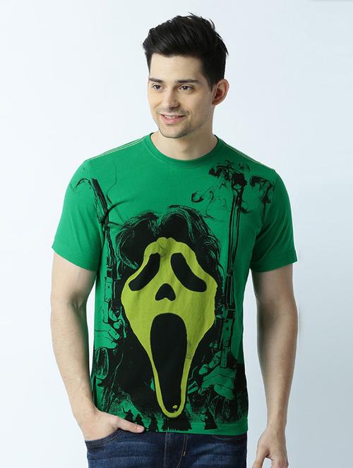 green printed cotton blend regular t-shirt - 19580869 -  Standard Image - 0