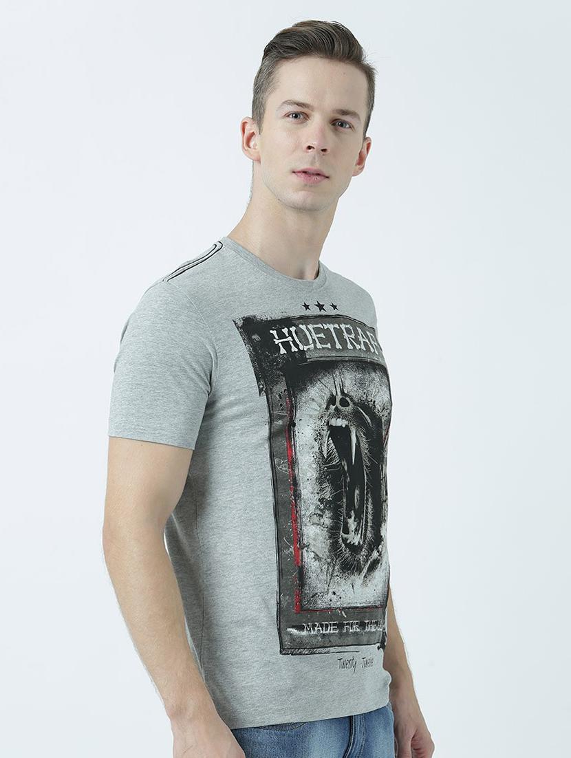 grey printed cotton blend regular t-shirt - 19580892 - Standard Image - 2