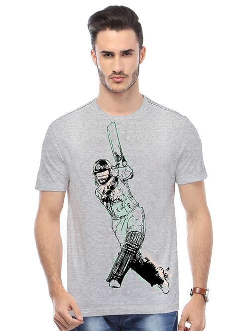 grey printed cotton blend regular t-shirt - 19580908 -  Standard Image - 0