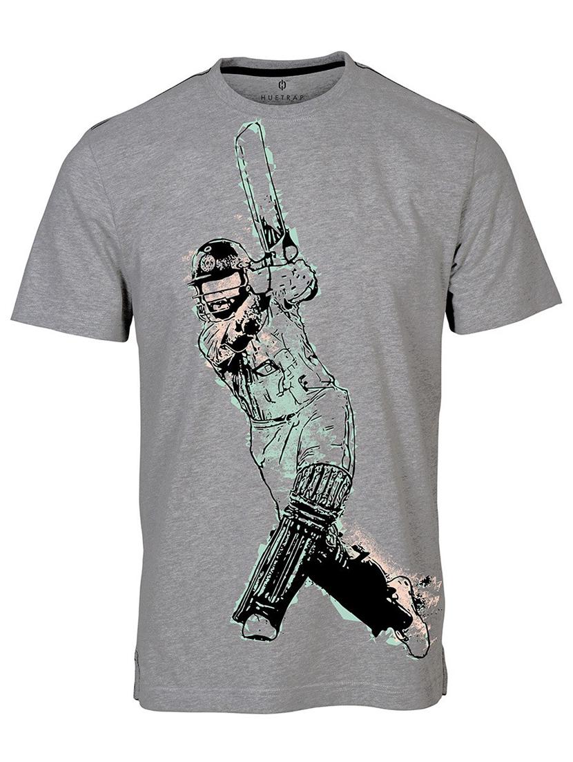 grey printed cotton blend regular t-shirt - 19580908 - Standard Image - 2