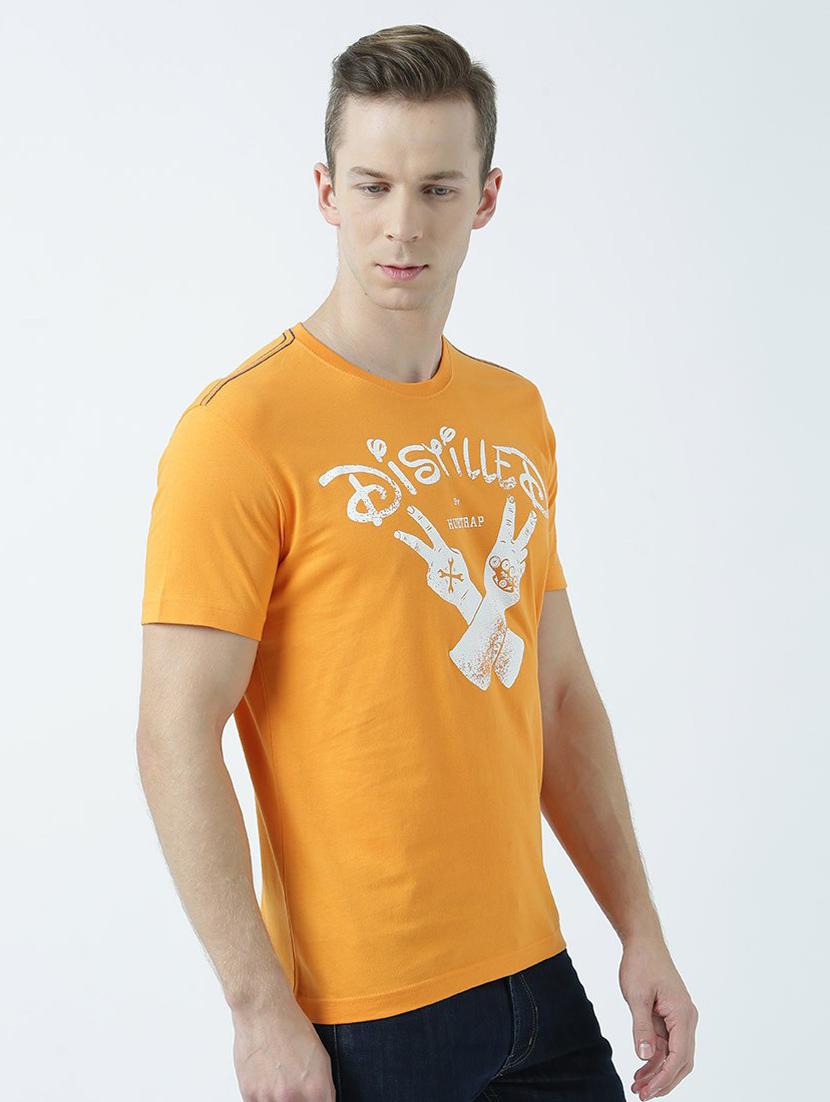 orange printed cotton blend regular t-shirt - 19580912 - Standard Image - 2