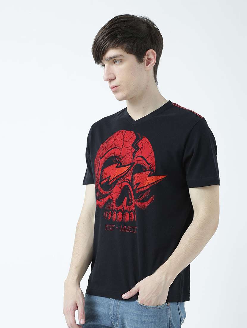 black printed cotton blend regular t-shirt - 19580951 -  Standard Image - 2