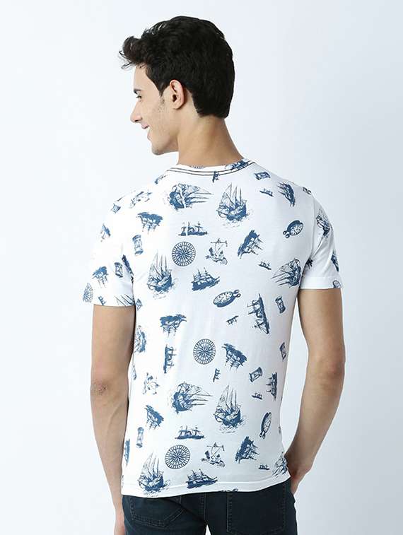 white printed cotton blend regular t-shirt - 19581112 - Standard Image - 2