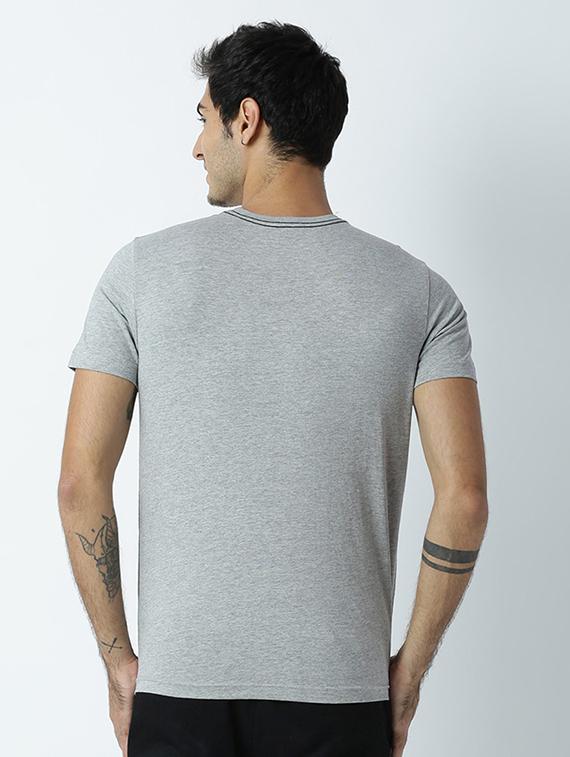grey printed cotton blend regular t-shirt - 19581214 - Standard Image - 2