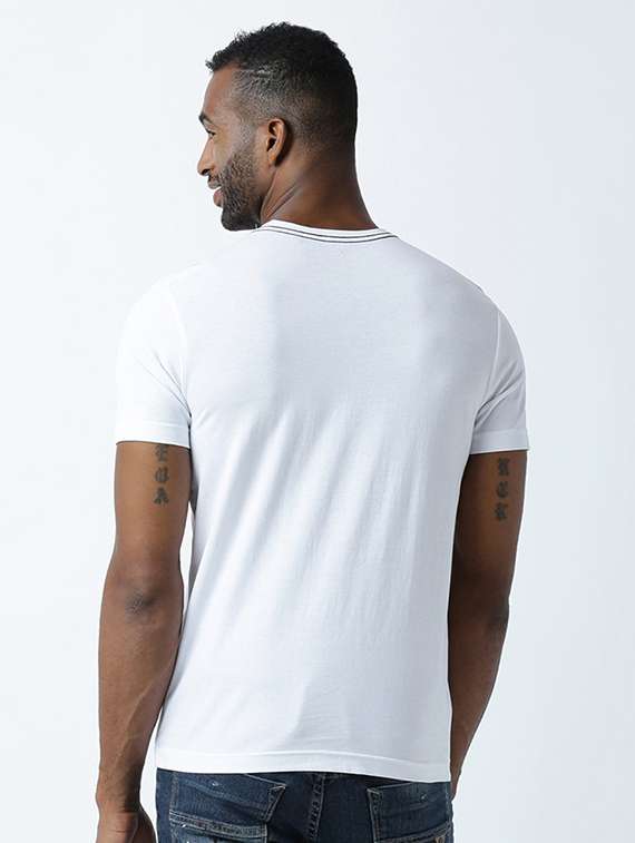 white printed cotton blend regular t-shirt - 19581290 -  Standard Image - 2