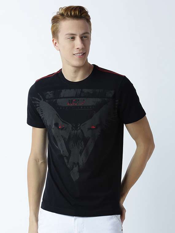 black printed cotton blend regular t-shirt - 19581371 - Zoom Image - 0