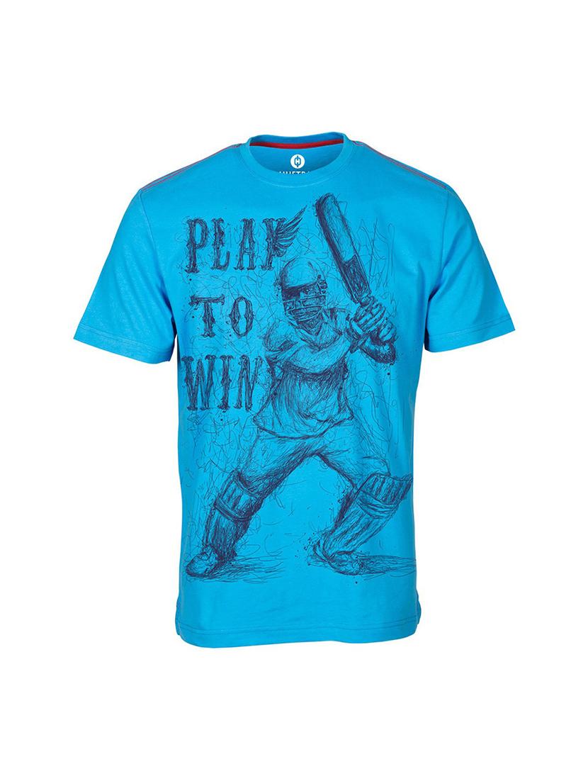 blue printed cotton blend regular t-shirt - 19581413 - Standard Image - 2