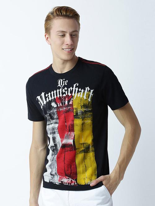 black printed cotton blend regular t-shirt - 19581444 - Standard Image - 0