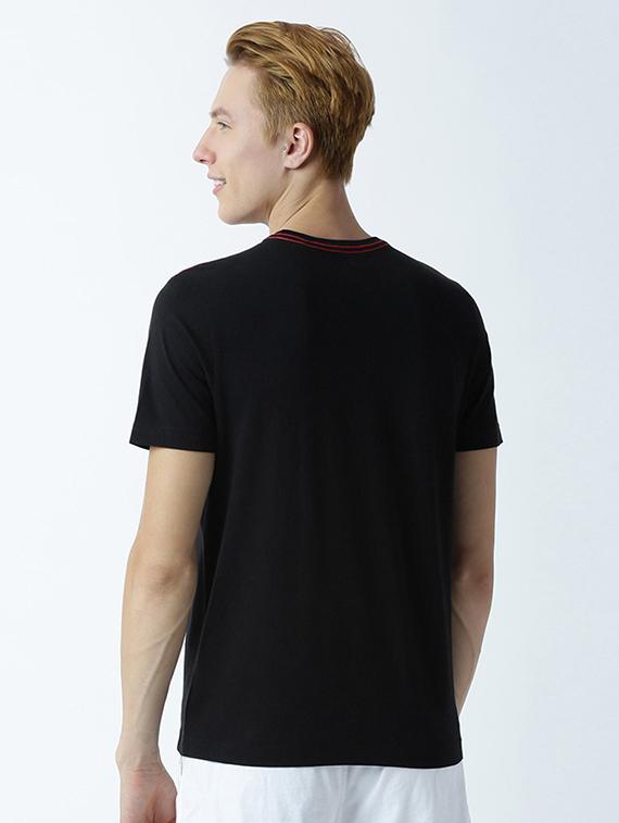 black printed cotton blend regular t-shirt - 19581444 - Standard Image - 2