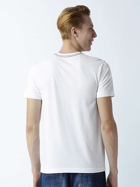 white graphic print cotton blend regular t-shirt - 19581496 - Standard Image - 2