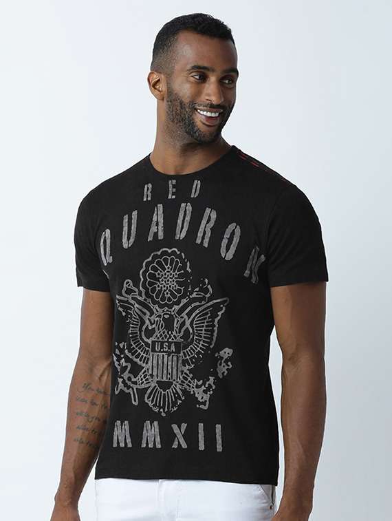 men crew neck front print regular t-shirt