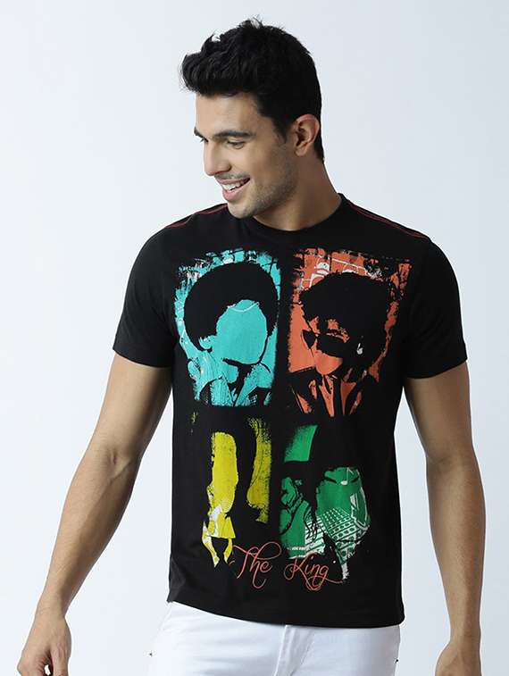 men crew neck front print regular t-shirt